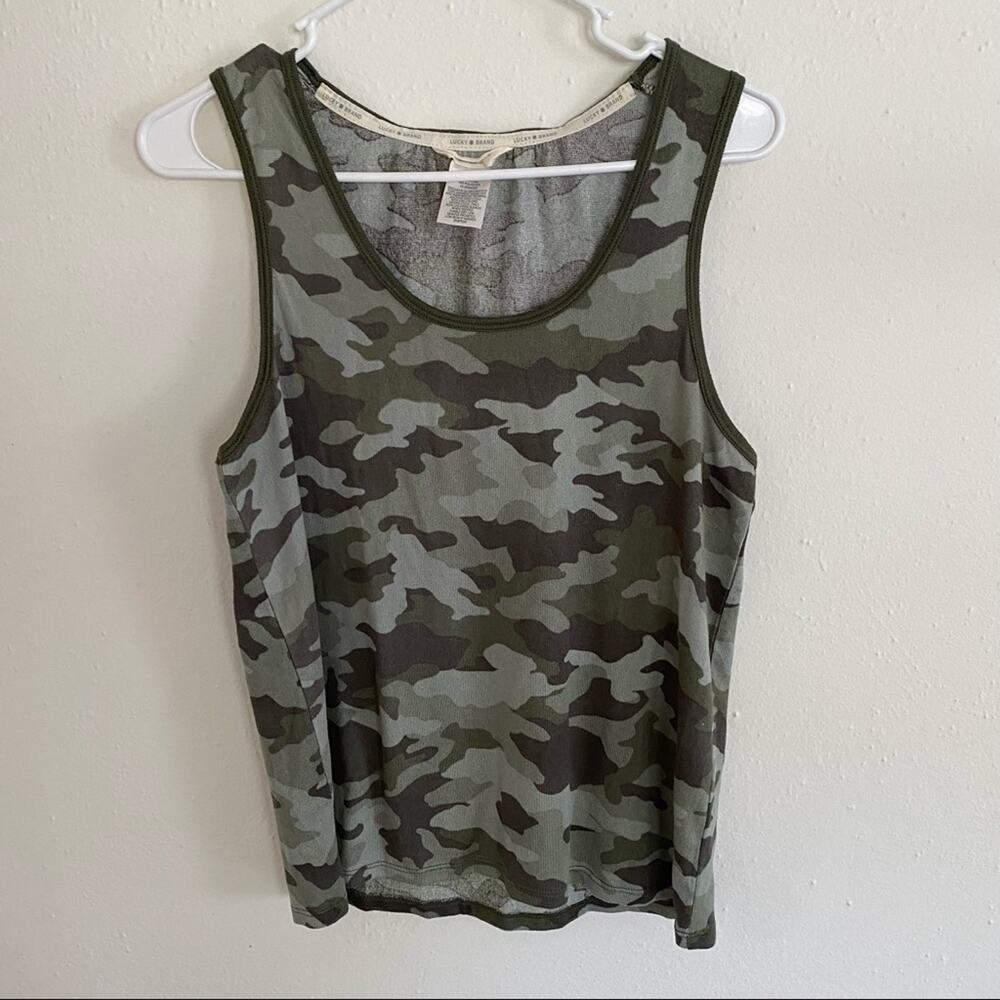 y2k grunge Lucky brand Super Soft Camo Print Ribbed tank top L